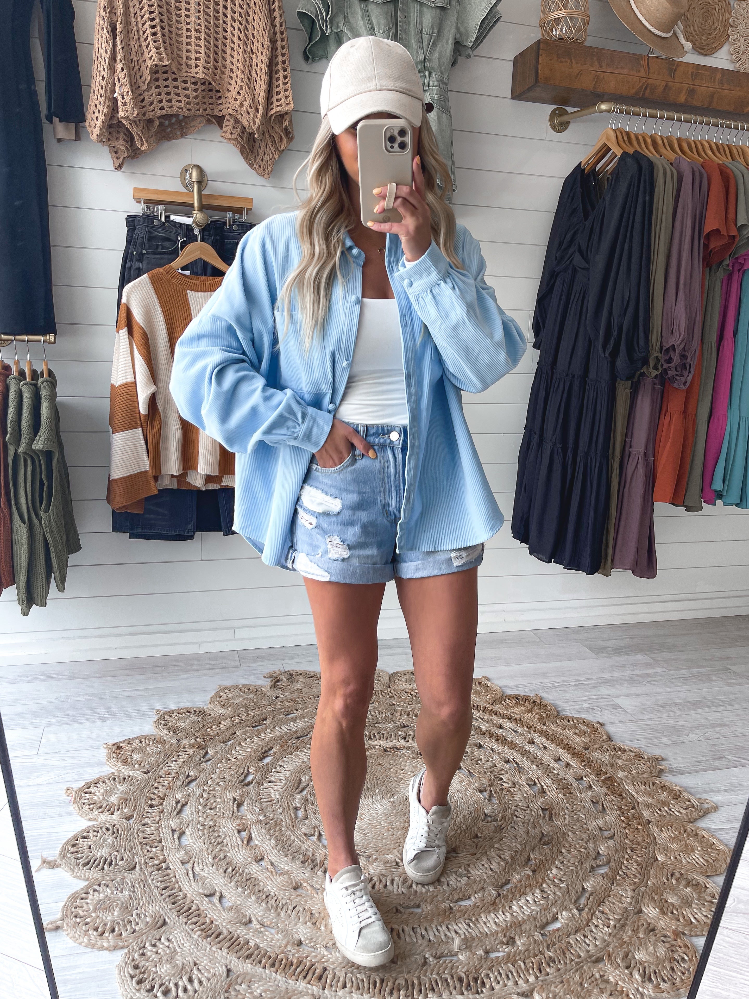 Cool Breeze Shacket in Light Blue