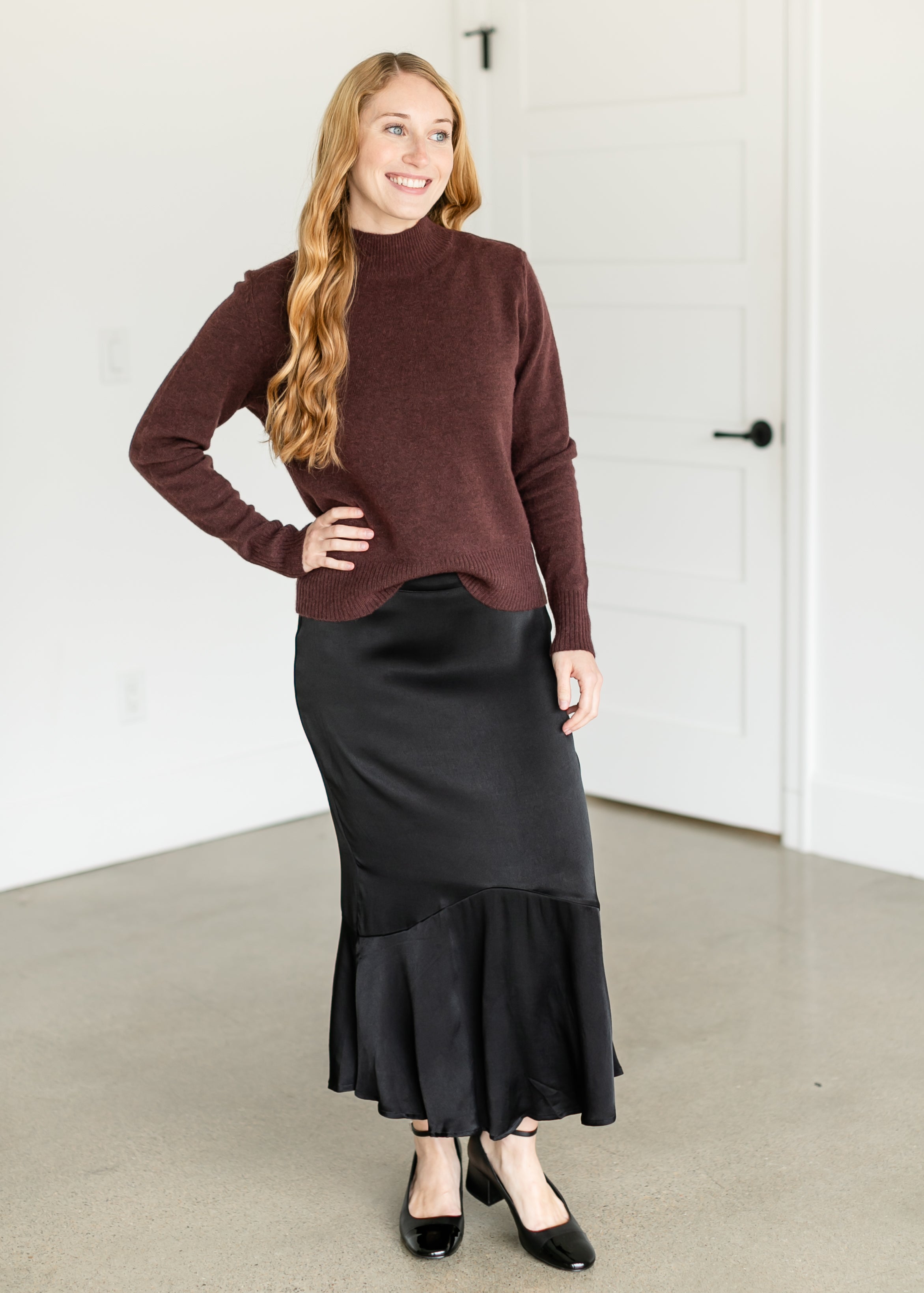 Satin Straight Fit Maxi Skirt